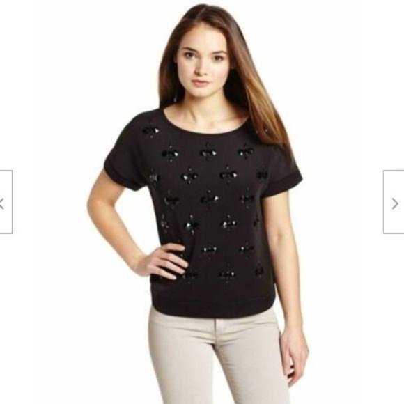 Bardot Tops - Bardot Women's Twilight Tee Cross Beaded Shirt Top